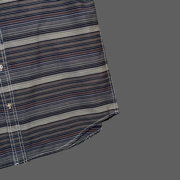 Rhythm. Striped Gray SS Button Up mens Size XL GUC - Picture 2 of 8